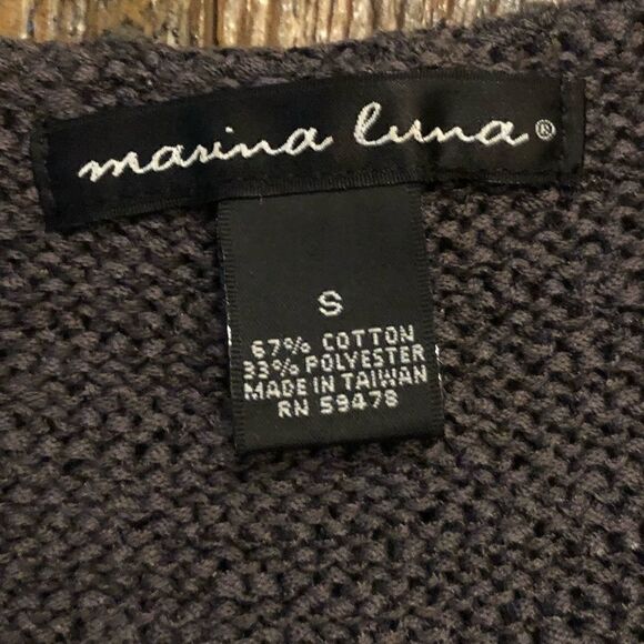 Marina Luna S Gray Cotton Knit Sequin Embellished Beading Sleeveless Casual Top - Picture 6 of 7